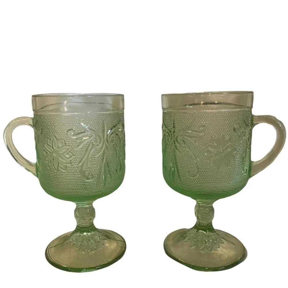 Vintage green glassware, set of 2